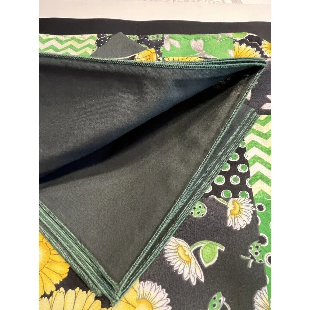 12pc Quilted Yellow Flowers Dragonfly Placemats Napkins Coasters Amish Made New